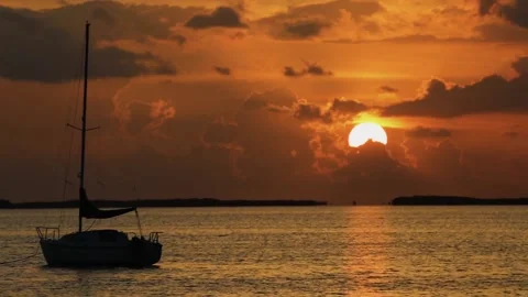 A sunset over a body of water Stock Footage 155594109