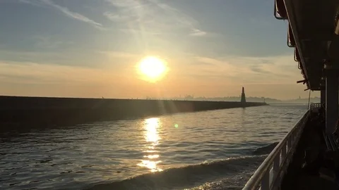 Sunset Over Bosphorus from Ferry Stock Footage 84262835