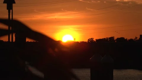 Sunset over a bridge in the Florida Keys Stock Footage 143097258