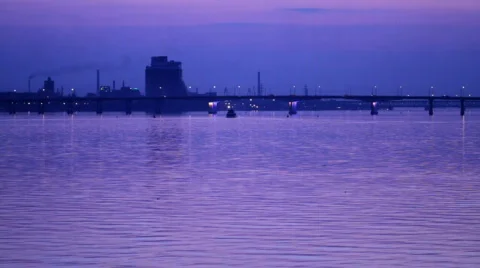 Sunset over the bridge Stock Footage 717192