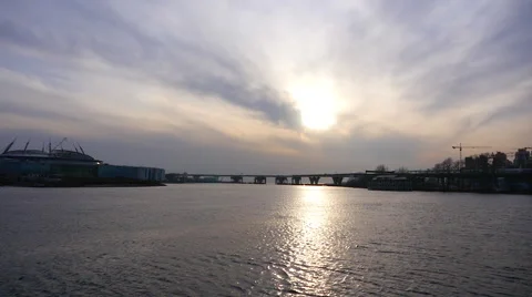 Sunset over the bridge Stock Footage 62293897