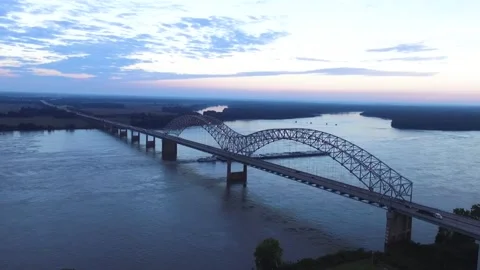 Sunset Over A Bridge Stock Footage 164929155