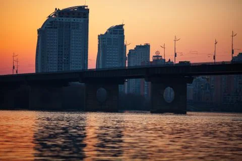 Sunset over bridge Stock Photos