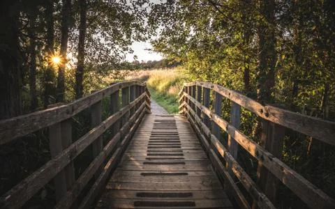 Sunset over the bridge Stock Photos