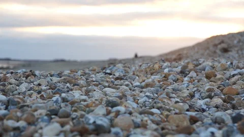 Sunset over British Beach Video stock 100567474