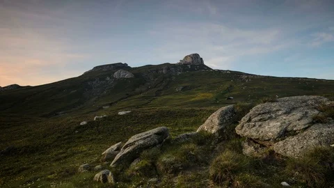 Sunset over Bucegi Plateau, Carpathians Mountains. 4k timelapse. Stock Footage 77139333