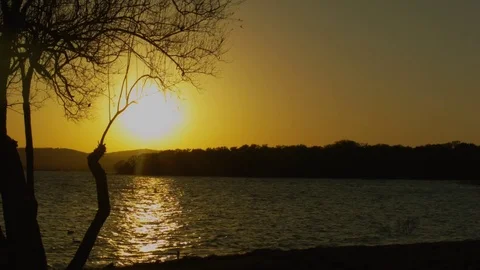 Sunset over Buchanan Lake in Texas hill country Video stock 75589399