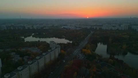 Sunset over Bucharest Stock Footage 220299787