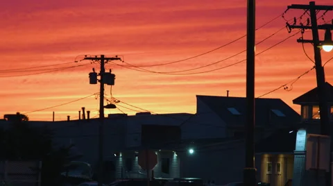 Sunset over building in long island new york Stock Footage 64897756