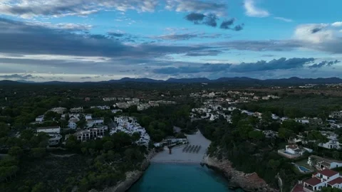 Sunset over Cala Anguila-Cala Mendia, Porto Cristo, Majorca, Spain Stock Footage 217929674