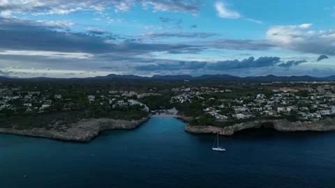 Sunset over Cala Anguila-Cala Mendia, Porto Cristo, Majorca, Spain, Europe 動画素材 217937802