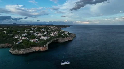 Sunset over Cala Anguila-Cala Mendia, Porto Cristo, Majorca, Spain, Europe Stock Footage 217938564