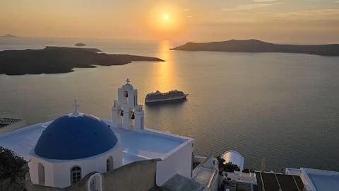 Sunset over the Caldera Stock Photos