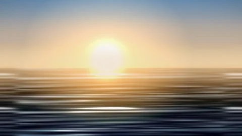 Sunset over calm ocean creating tranquil reflection. 2d animation Stock Footage 344382441