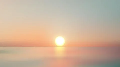 Sunset over calm ocean with soft pastel sky and shimmering light reflection.. Stock Illustration