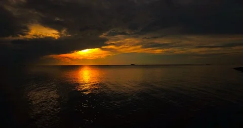 Sunset over the calm sea Stock Footage 89051939
