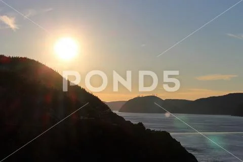 Sunset over Canadian bay Stock Photos