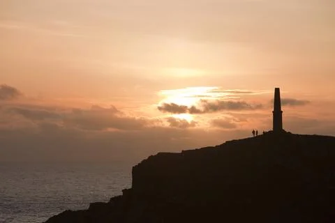 Sunset over Cape Cornwall, Cornwall, UK. Stock Photos