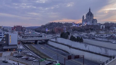 Sunset over the Cathedral of St Paul Stock Footage 81221863