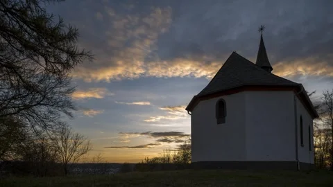 Sunset over a chapel Stock Footage 274501215