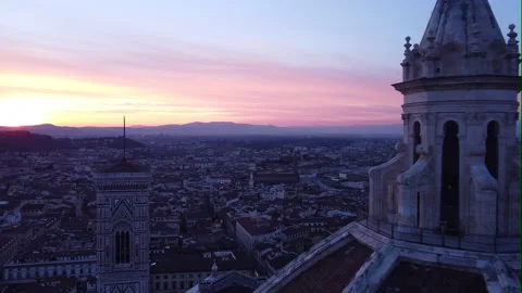 Sunset over chatedral in Florence by drone Stock Footage 171828771