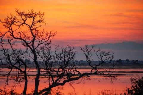Sunset over the Chobe River - Botswana Stock Photos