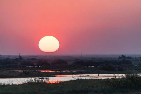 Sunset over the chobe river Stock Photos