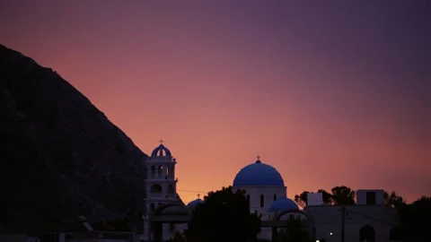 Sunset over the church on the mountain Stock Footage 179441289