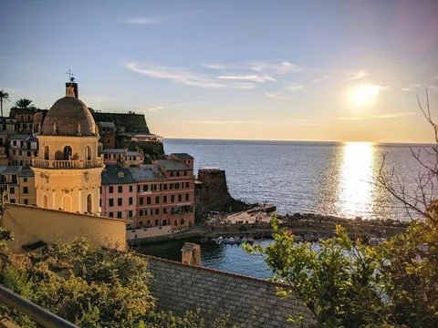 Sunset over Cinque Terre Fotos de archivo