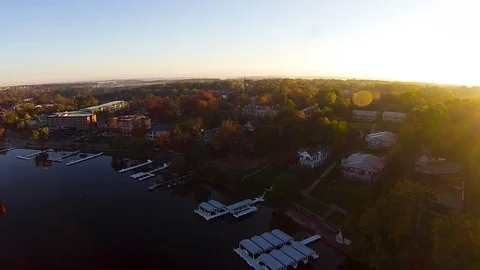 Sunset over the City From the Air Stock Footage 115279480