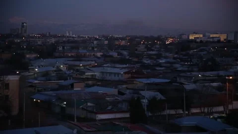 Sunset over the city. Cloudy summer evening. Stock Footage 258117705