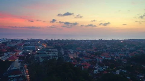 Sunset Over the City on the Coast Stock Footage 108721710