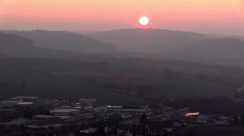 Sunset over  city evening Stock Footage 36001150