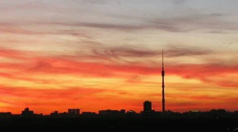 Sunset over the city Stock Footage 10597137