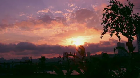 The sunset over the city Stock Footage 69024675