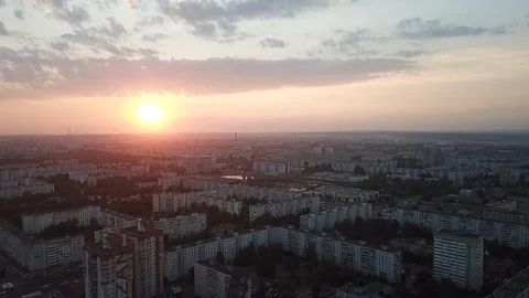 Sunset over the city Stock Footage 93448824