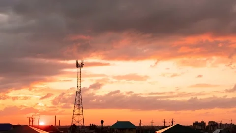 Sunset over city Stock Footage 142514035