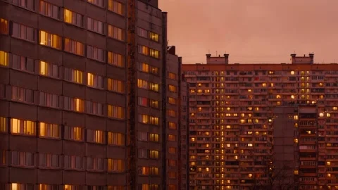 Sunset over the city. Video stock 233113453