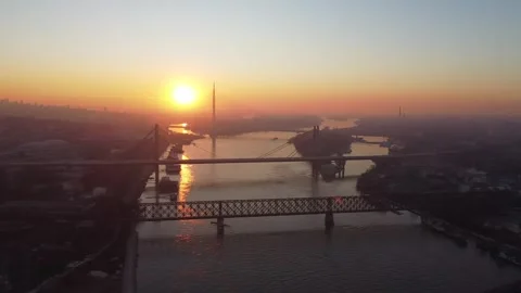 Sunset over the city Stock Footage 267246432