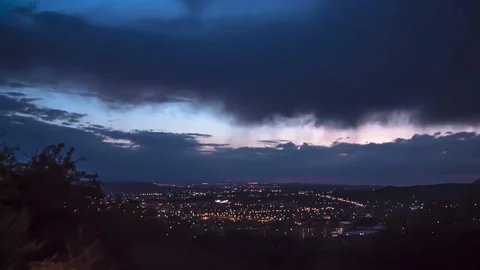 Sunset over the city from a height Stock Footage 151424350