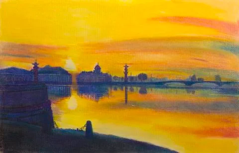 Sunset over the city Stock Illustration