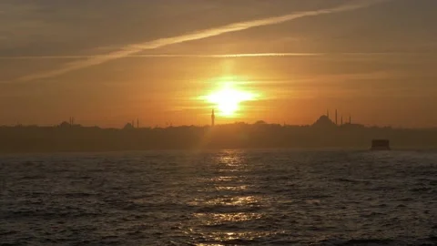 Sunset over city of Istanbul Stock Footage 166155968