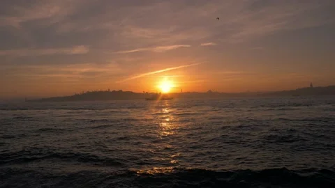 Sunset over city of Istanbul Stock Footage 166156080