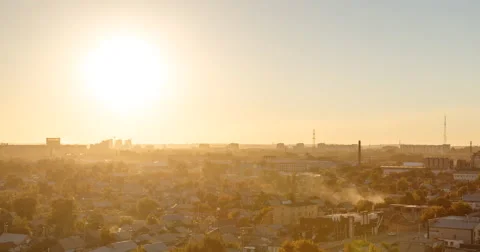Sunset over the city of Karaganda. Kazakhstan. Time Lapse Stock Footage