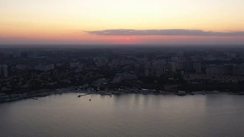 Sunset over the city Odessa Stock Footage 129107313
