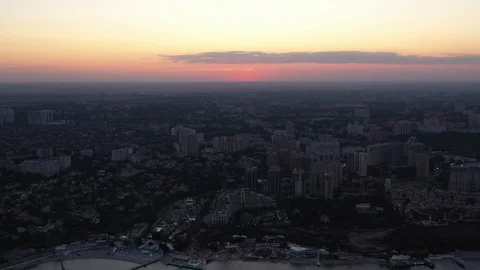 Sunset over the city Odessa Stock Footage 129107327