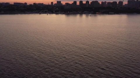 Sunset over the city Odessa Stock Footage 129107331