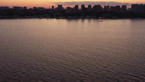 Sunset over the city Odessa Stock Footage 129107360