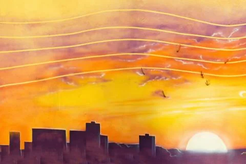 Sunset over the city Stock Photos