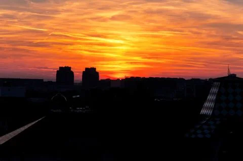 Sunset over the city Foto stock